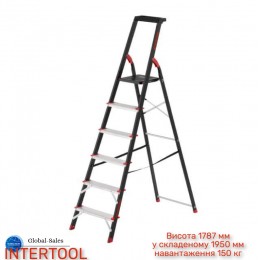 Стремянка Intertool 6 ступеней x 1280 мм (LT-0056) сталь