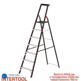 Стремянка Intertool 7 ступеней x 1500 мм (LT-0057) стальной профиль