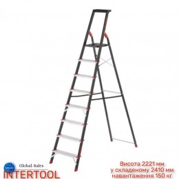 Стремянка Intertool 8 ступеней x 1720 мм (LT-0058) стальной профиль