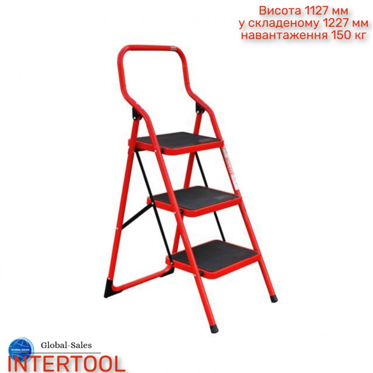 Стремянка Intertool 1145 мм х 3 ступени 380 х 260 мм (LT-0033) сталь Стремянка Intertool 1145 мм х 3 ступени 380 х 260 мм (LT-0033) сталь
