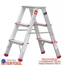 Стремянка двухсторонняя Intertool 660 мм x 3 ступени (LT-1103)
