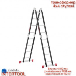 Лестница трансформер Intertool 4450 мм x 4x4 ступеней (LT-0024) алюминий