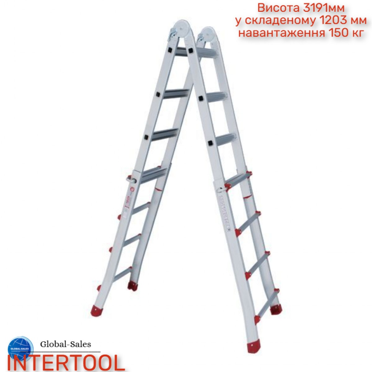 Лестница телескопо-раскладная Intertool 3989 мм х 4x4 ступеней (LT-2044) алюминиевая Лестница телескопо-раскладная Intertool 3989 мм х 4x4 ступеней (LT-2044) алюминиевая