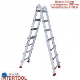 Лестница телескопо-раскладная Intertool 3989 мм х 4x4 ступеней (LT-2044) алюминиевая 