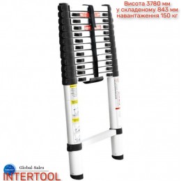 Лестница телескопическая Intertool 3800 мм х 12 ступеней (LT-3038) алюминиевая 