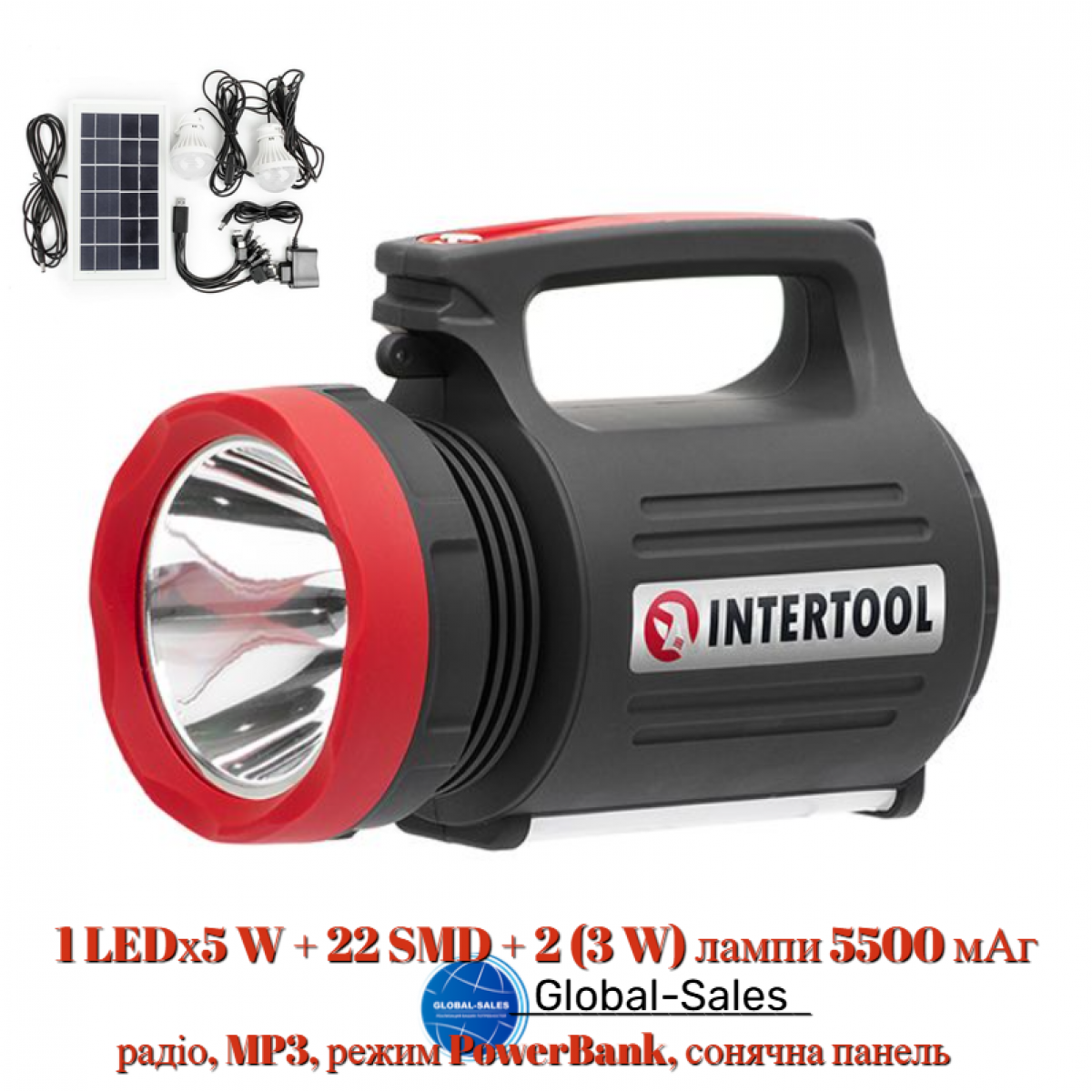 Фонарь аккумуляторный Intertool 1LED x 5Вт (LB-0105)