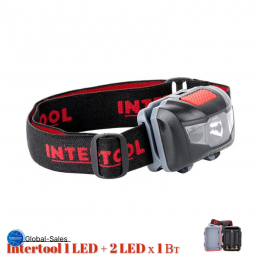 Фонарь налобный Intertool 1 LED + 2 LED х 1 Вт (LB-0302)