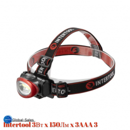 Фонарь налобный Intertool 3Вт x 150Лм x 3AAA 3 (LB-0304)
