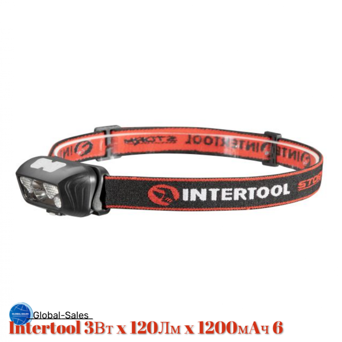 Фонарь налобный Intertool-Storm 3Вт x 120Лм x 1200мAч 6 (LB-0310)