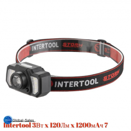 Фонарь налобный Intertool-Storm 3Вт x 120Лм x 1200мAч 7 (LB-0311)