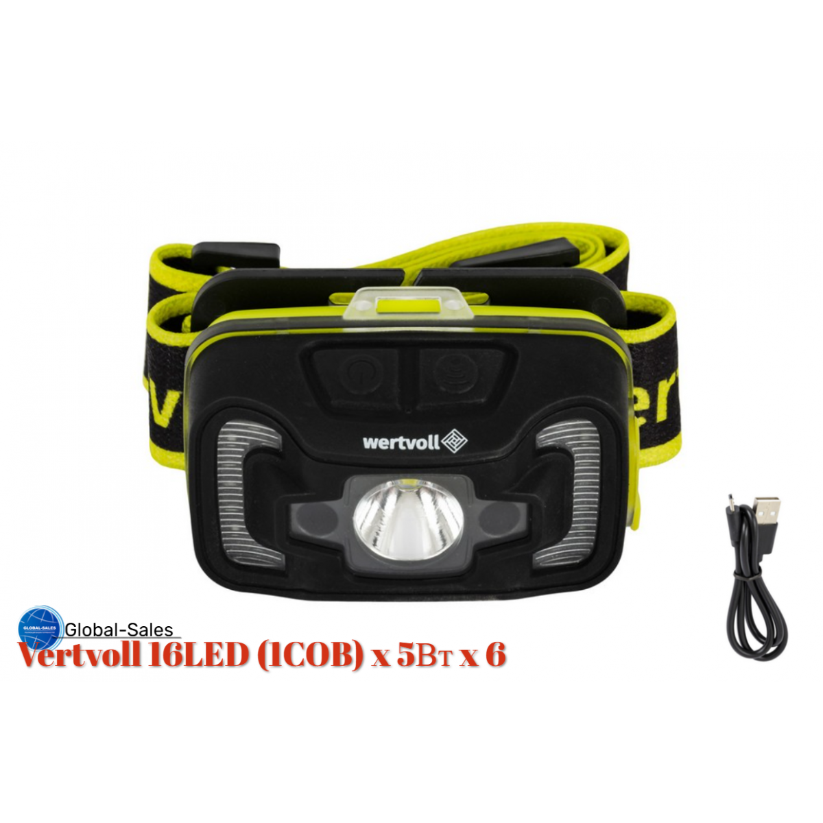 Фонарь налобный Vertvoll 16LED (1COB) x 5Вт x 6 режимов Li-ion (RX-8015)