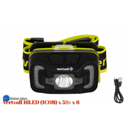 Фонарь налобный Vertvoll 16LED (1COB) x 5Вт x 6 режимов Li-ion (RX-8015)
