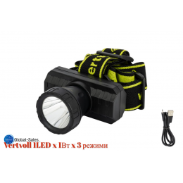 Фонарь налобный Vertvoll 1LED x 1Вт x 3 режима Li-ion (RX-8011)