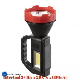 Фонарь переносной Intertool 3+3Вт x 210Лм x 800мAч 4 (LB-0107)
