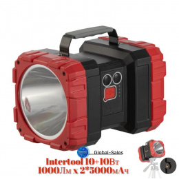 Фонарь переносной Intertool-Storm 10+10Вт x 1000Лм x 2*5000мAч 7 (LB-0150)