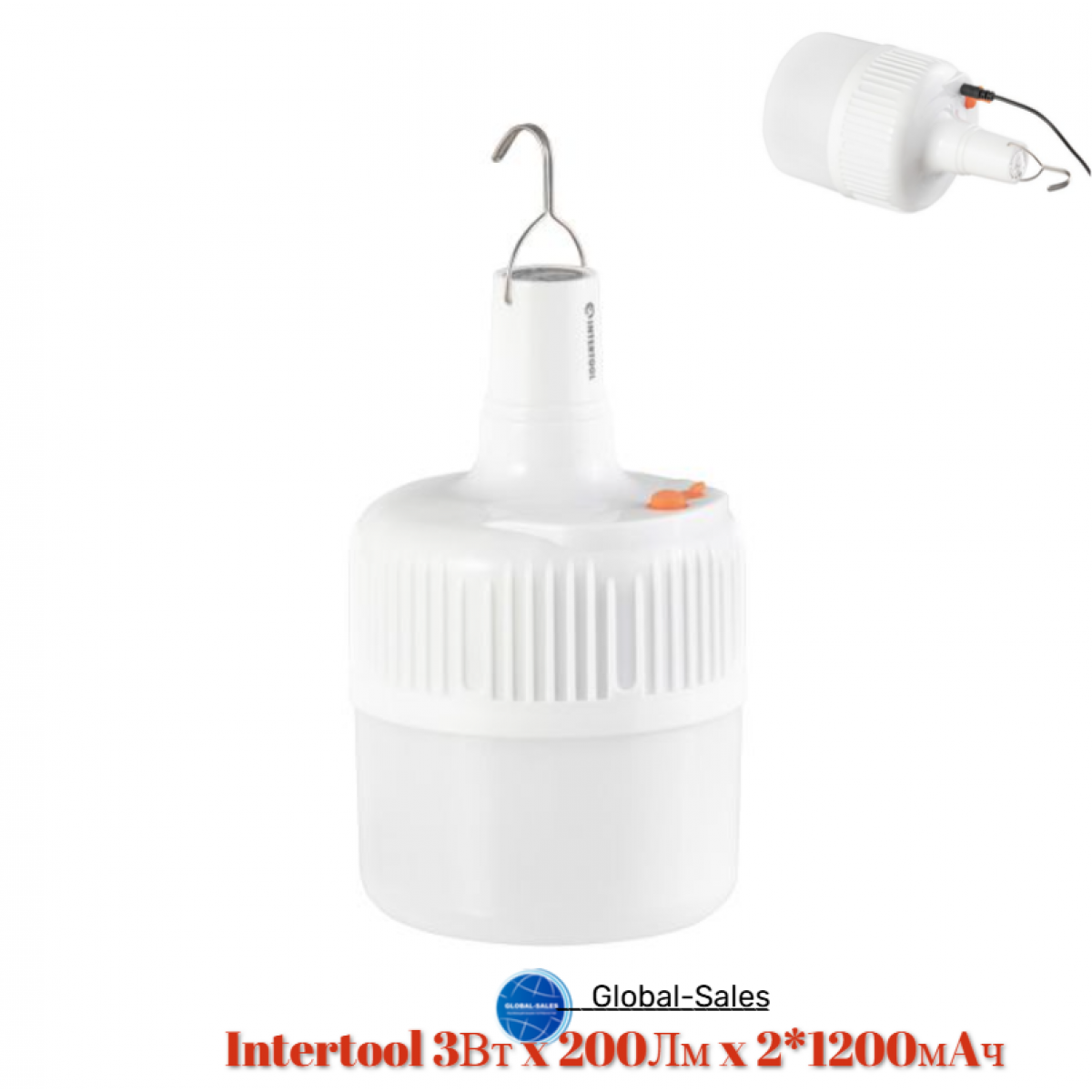 Фонарь подвесной Intertool 3Вт x 200Лм x 2*1200мAч 5 (LB-0110)