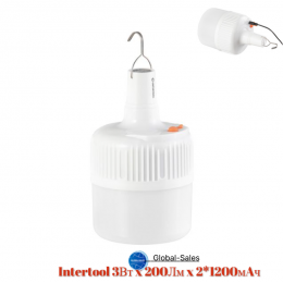Фонарь подвесной Intertool 3Вт x 200Лм x 2*1200мAч 5 (LB-0110)