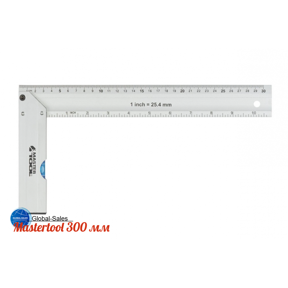 Угольник Mastertool 300 мм с капсулой алюминиевый (30-4300) Угольник Mastertool 300 мм с капсулой алюминиевый (30-4300)