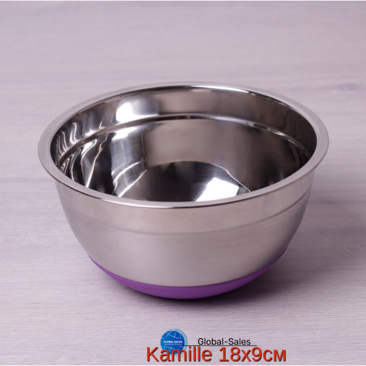 Миска нержавеющая Kamille 180 мм силиконовое дно (4346)