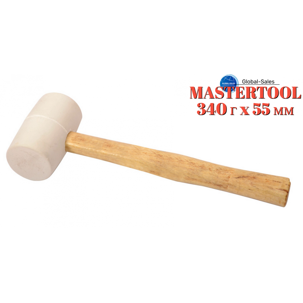 Киянка Mastertool 340 г х 55 мм белая резина ручка деревянная (02-0311) Киянка Mastertool 340 г х 55 мм белая резина ручка деревянная (02-0311)