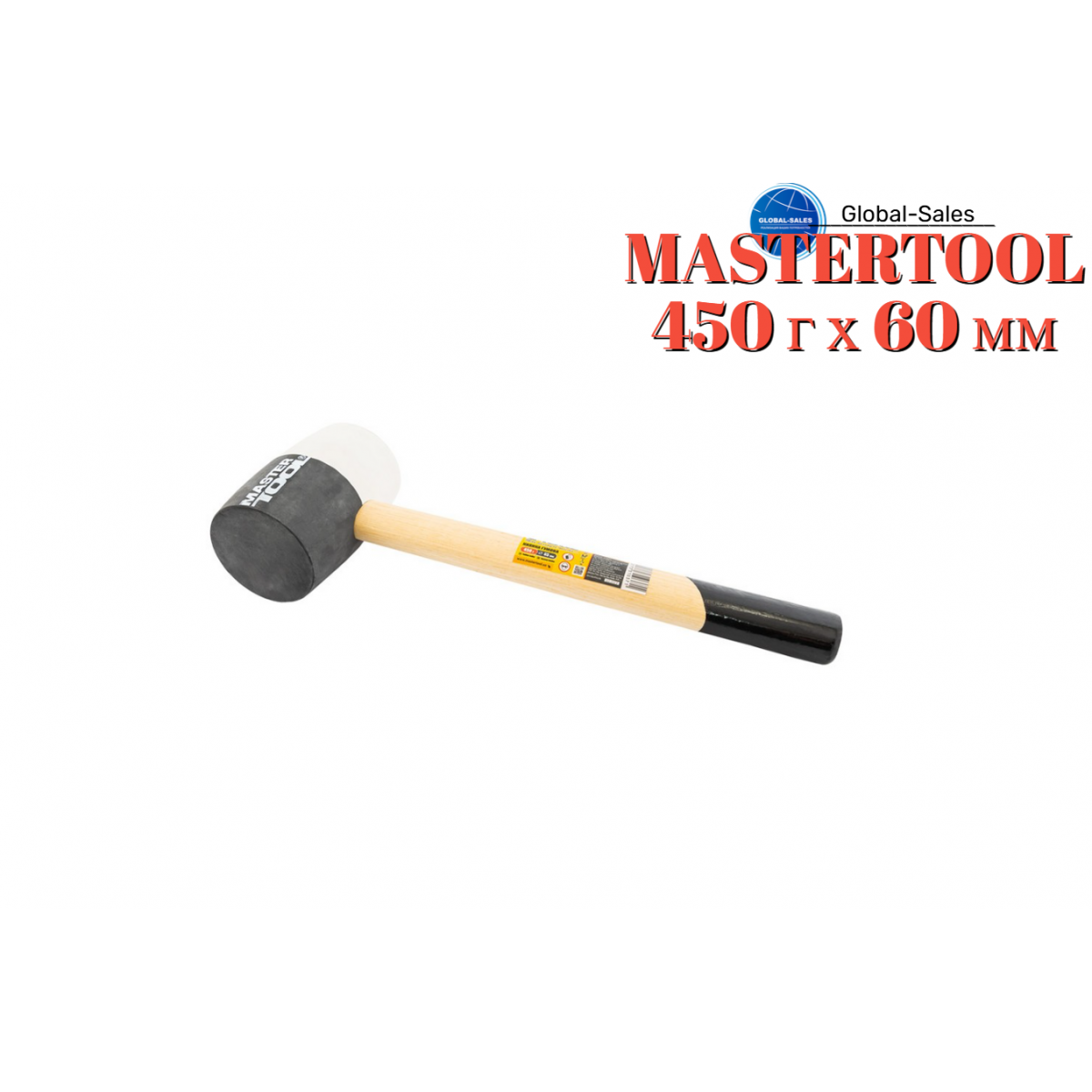 Киянка Mastertool 450 г х 60 мм черно-белая резина ручка деревянная (02-0322) Киянка Mastertool 450 г х 60 мм черно-белая резина ручка деревянная (02-0322)