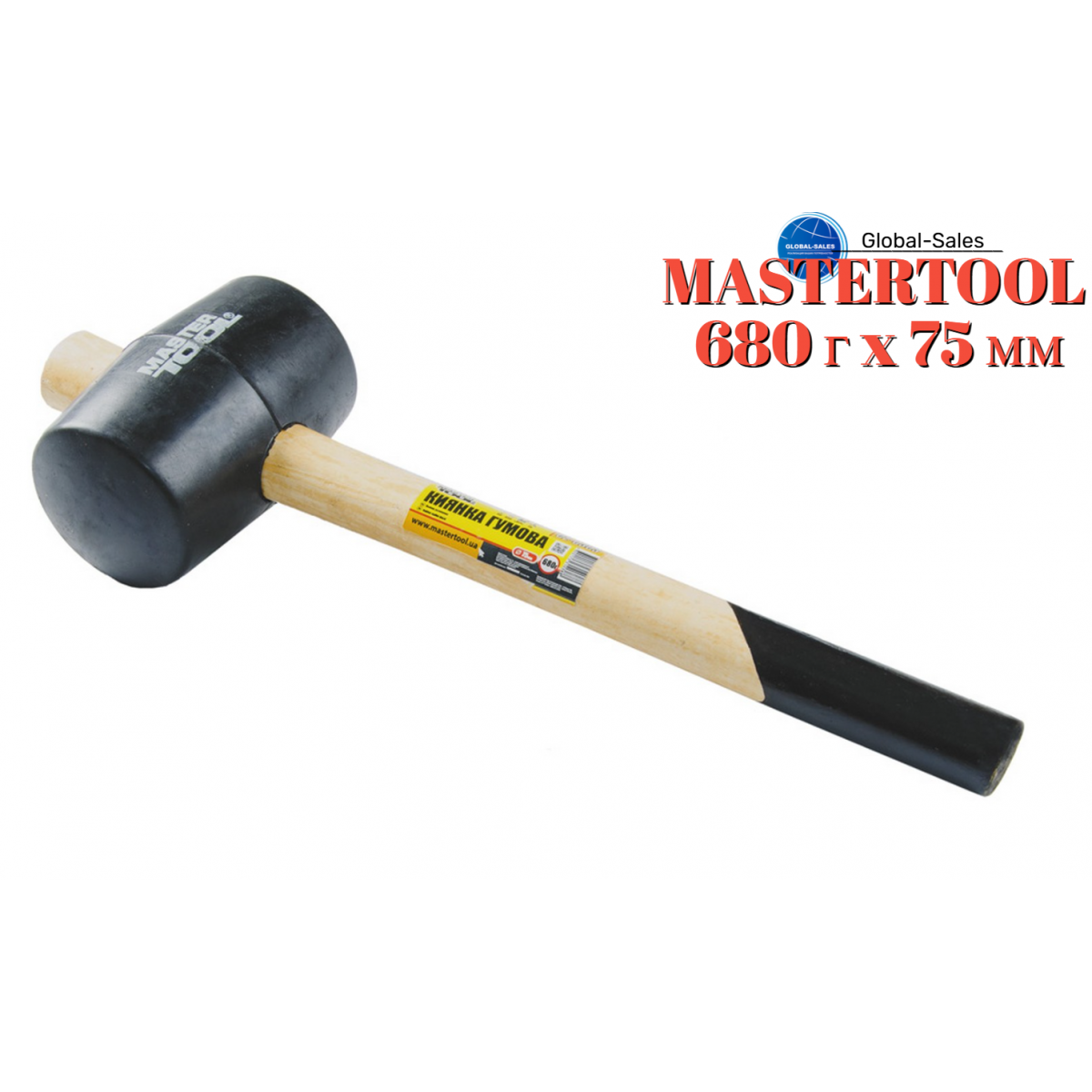 Киянка Mastertool 680 г x 75 мм черная резина ручка дерево (02-0303) Киянка Mastertool 680 г x 75 мм черная резина ручка дерево (02-0303)