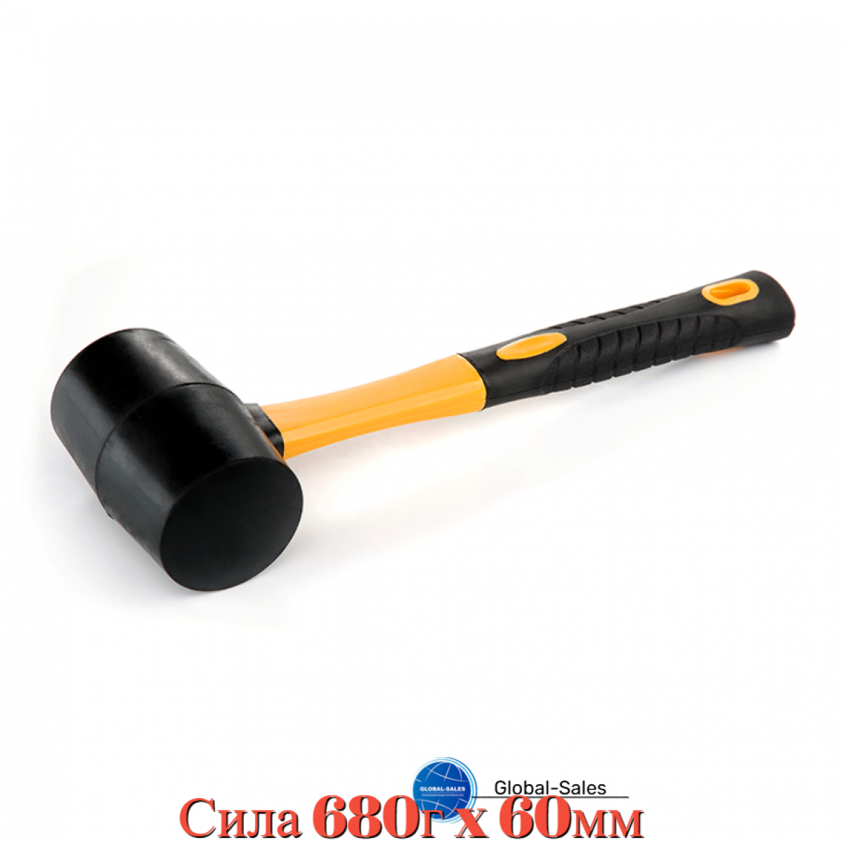 Киянка резиновая Сила 680г x 60мм черная фибергласс (320185)