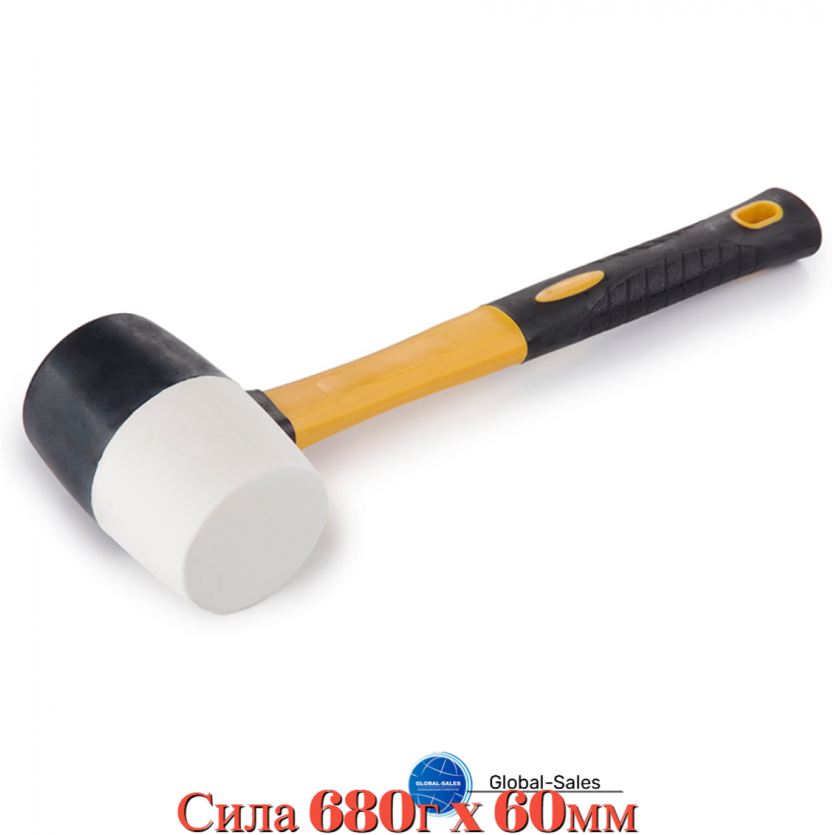 Киянка резиновая Сила 680г x 60мм черно-белая фибергласс (320194)