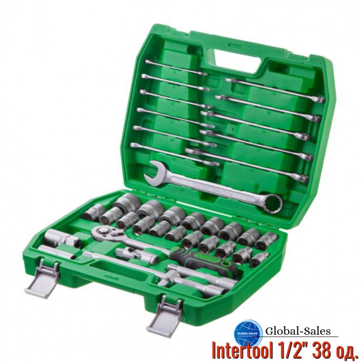 Набор инструмента Intertool 1/2" 38 ед. зеленый (ET-6038SP)