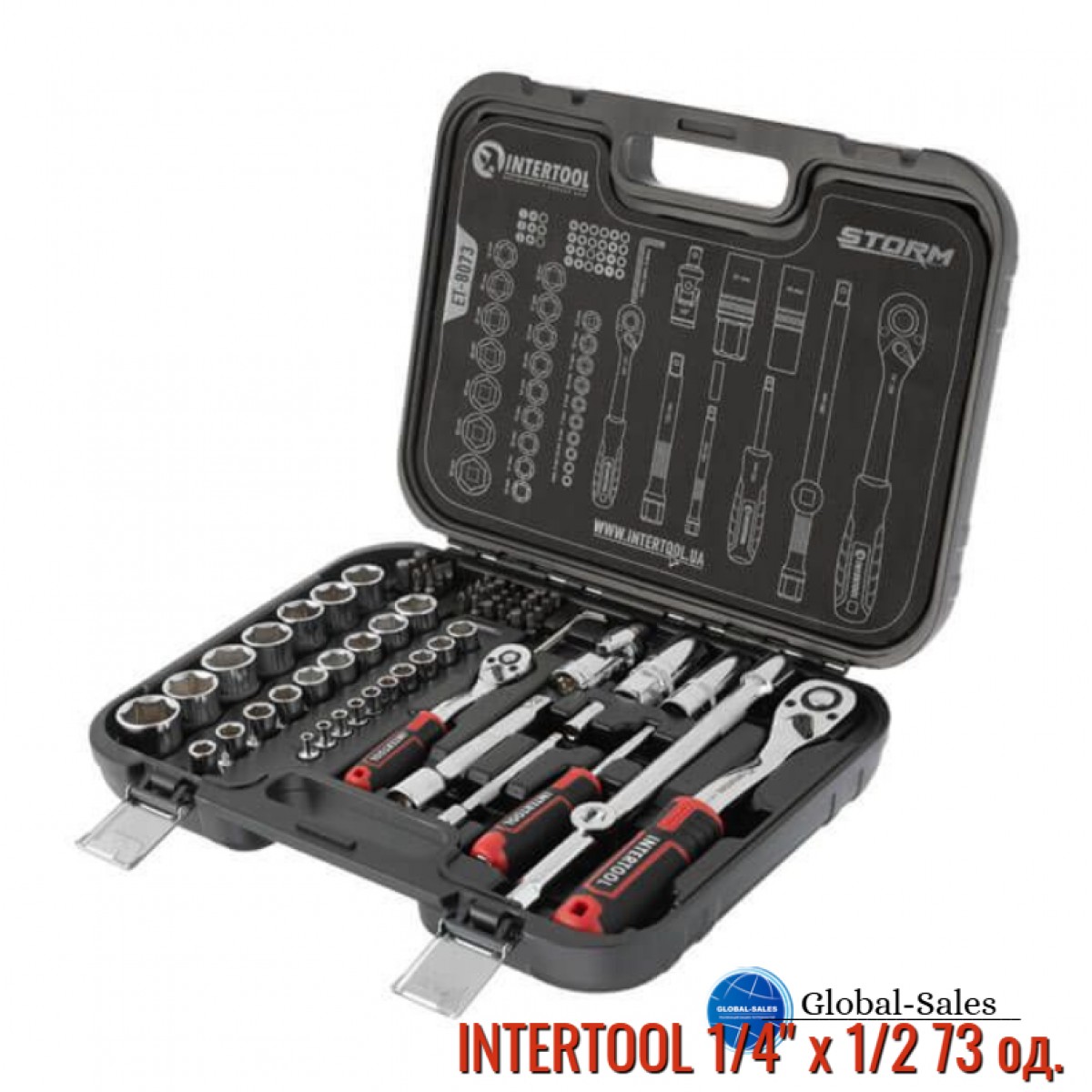 Набор инструмента Intertool 1/4" x 1/2 73 ед. Storm (ET-8073)