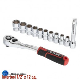 Набор инструмента на планке Intertool 1/2" x 12 ед. Storm (ET-8014)
