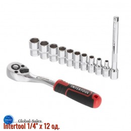 Набор инструмента на планке Intertool 1/4" x 12 ед. Storm (ET-8012)