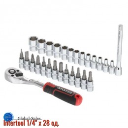 Набор инструмента на планке Intertool 1/4" x 28 ед. Storm (ET-8018)