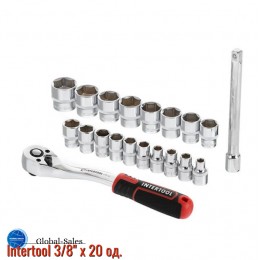 Набор инструмента на планке Intertool 3/8" x 20 ед. Storm (ET-8015)