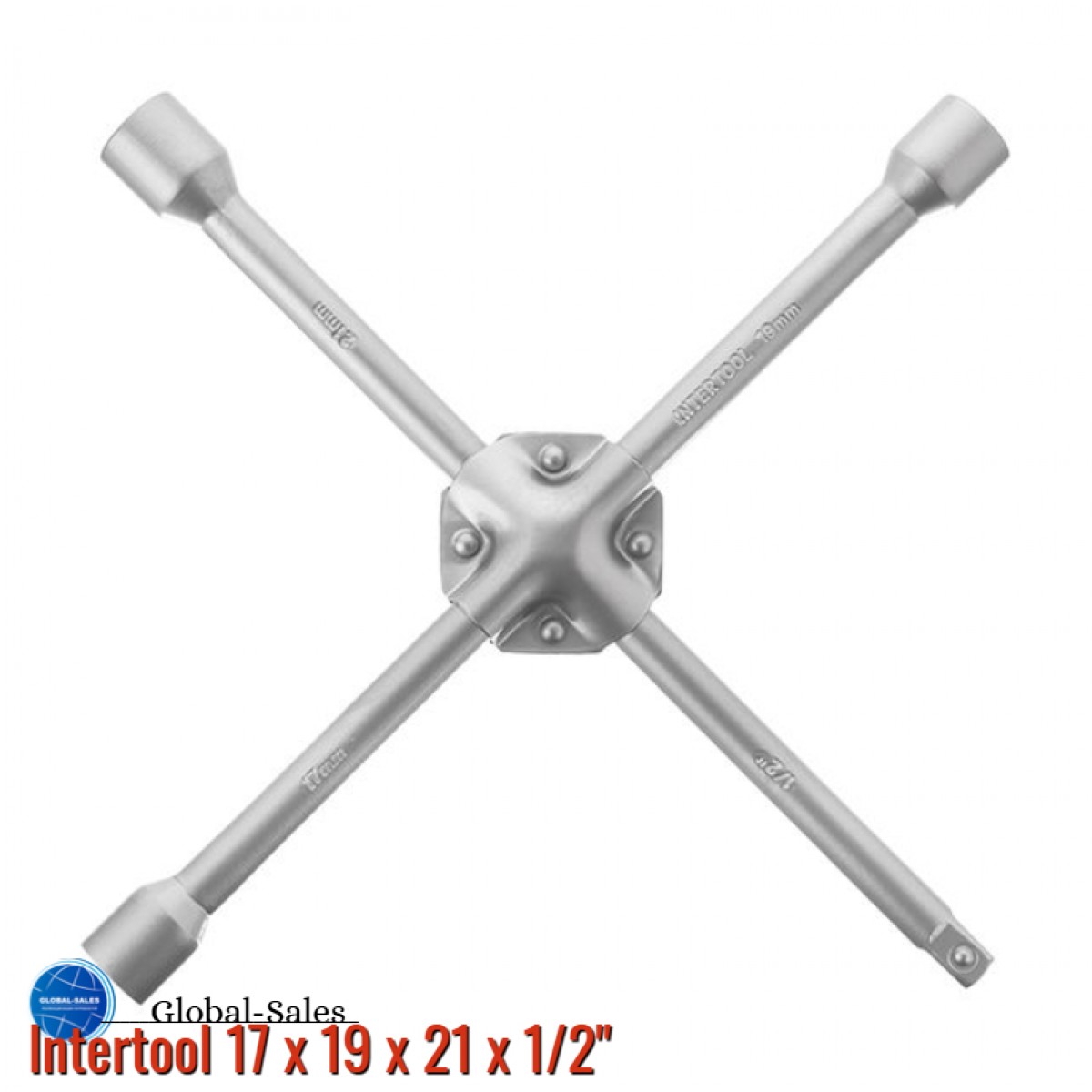 Ключ баллонный крестообразный Intertool 17 х 19 х 21 х 1/2" (HT-1604)