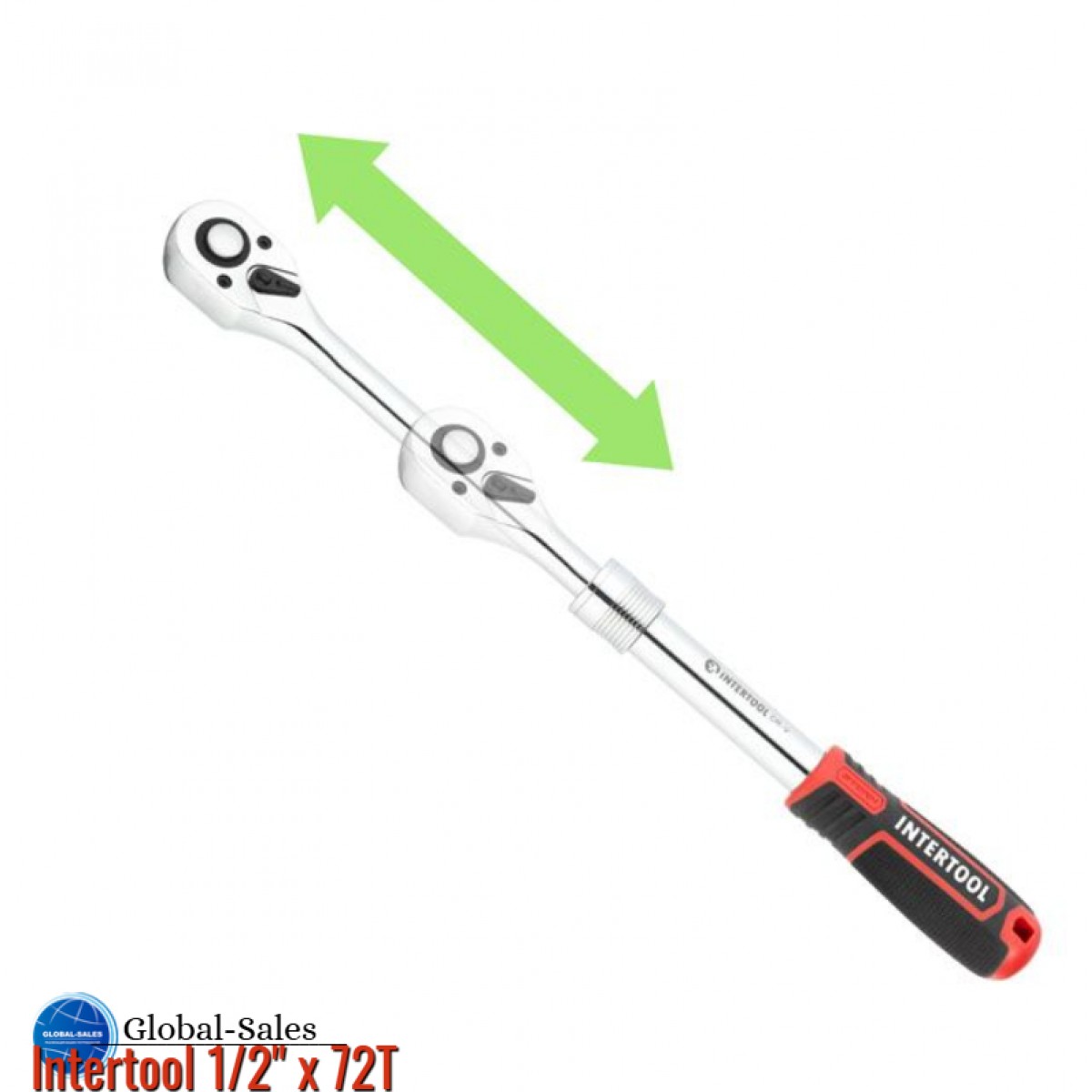 Ключ трещоточный (рукоятка с храповым механизмом) Intertool 1/2" x 72T телескопический Storm (ET-8006)