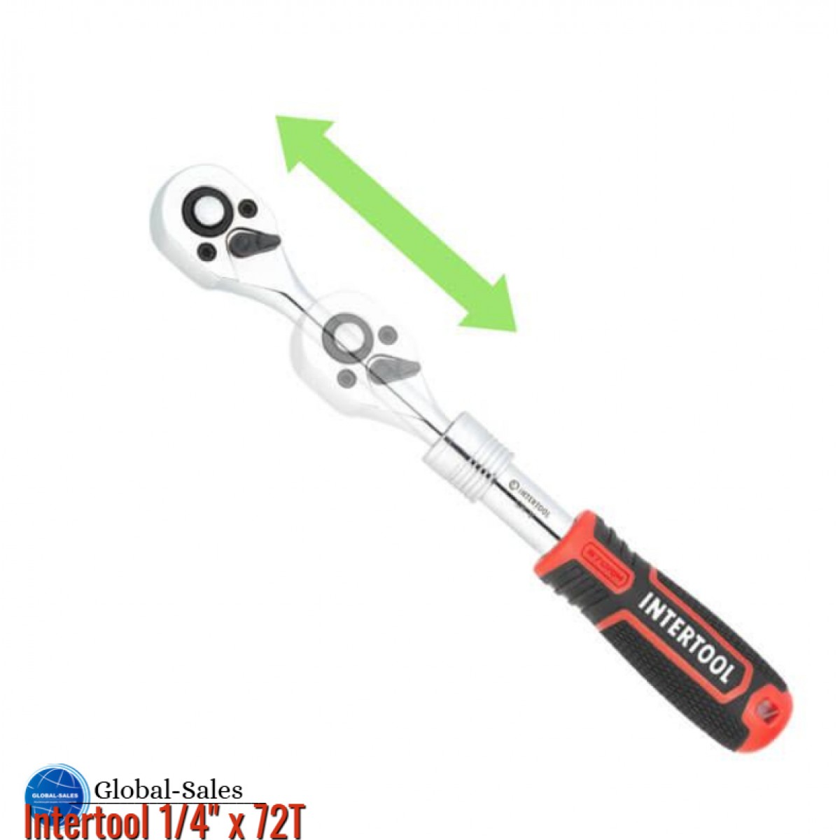 Ключ трещоточный (рукоятка с храповым механизмом) Intertool 1/4" x 72T телескопический Storm (ET-8004)