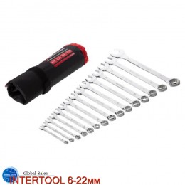 Набор ключей рожково-накидных Intertool 6-22мм в чехле PRO (15шт) (XT-1514)