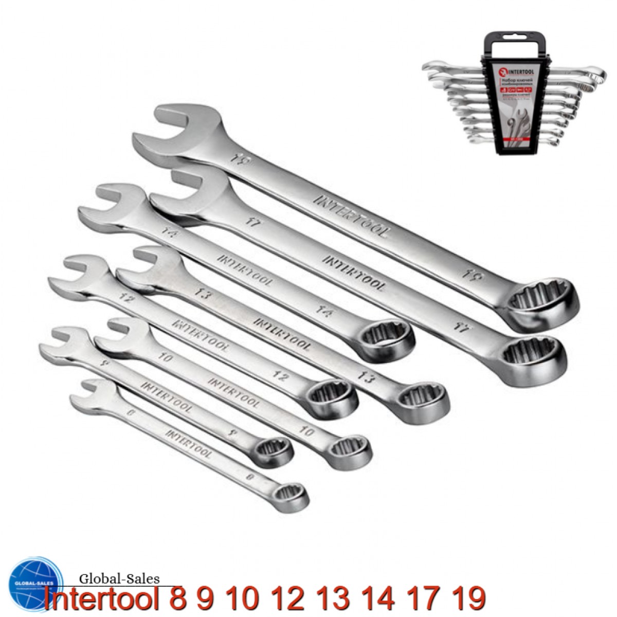 Набор рожково-накидных ключей Intertool 8 шт. (8-19 мм) Storm (HT-1202)
