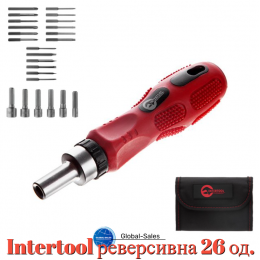 Отвертка Intertool реверсивная 26 ед. Pro (VT-1026) Отвертка Intertool реверсивная 26 ед. Pro (VT-1026)