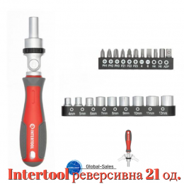 Отвертка Intertool реверсионная Pro 21 ед. (VT-3360) Отвертка Intertool реверсионная Pro 21 ед. (VT-3360)