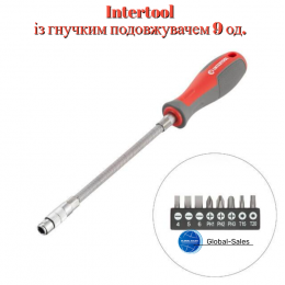 Отвертка Intertool с гибким удлинителем 9 ед. Pro (VT-3342) Отвертка Intertool с гибким удлинителем 9 ед. Pro (VT-3342)