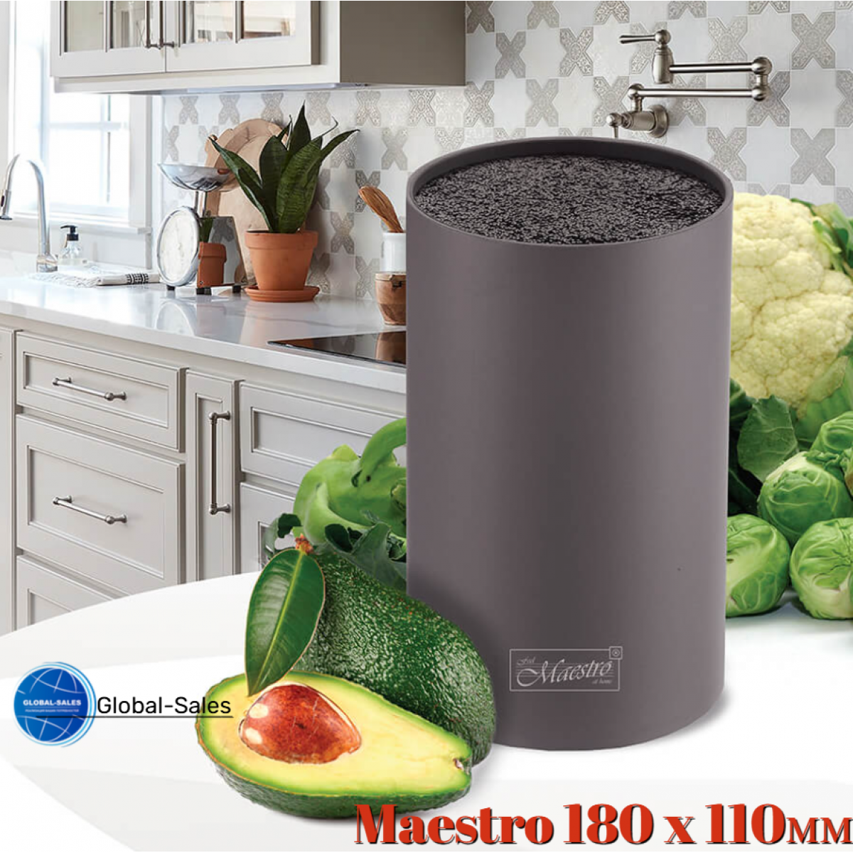 Колодка для ножей Maestro 180 x 110мм коричневая (MR-1438-BROWN)