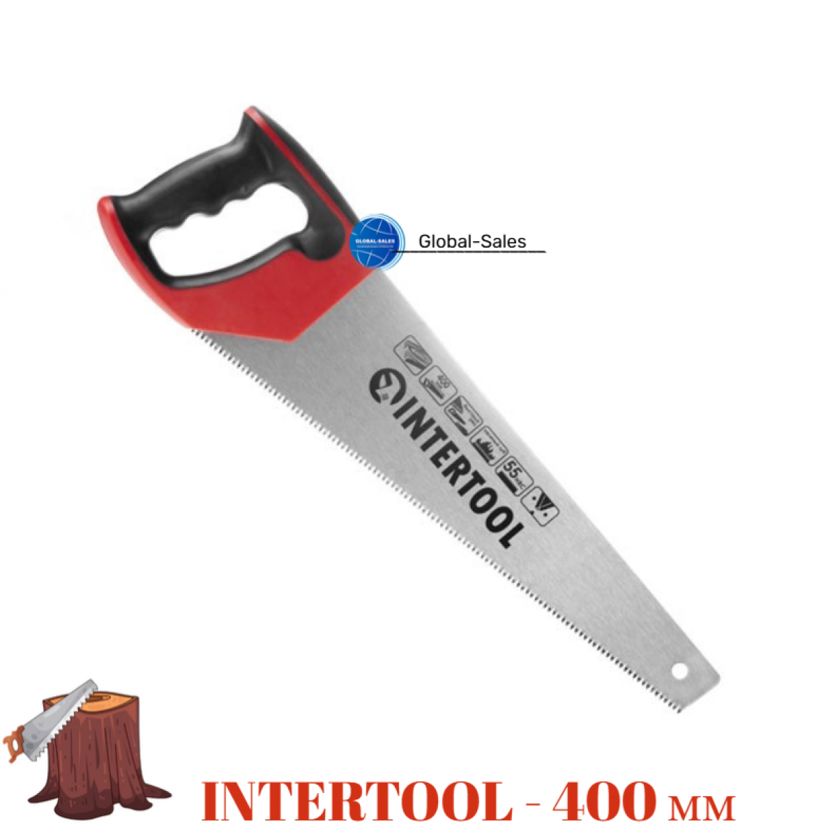 Ножовка по дереву Intertool 400 мм тройная заточка 7T х 1" (HT-3104)