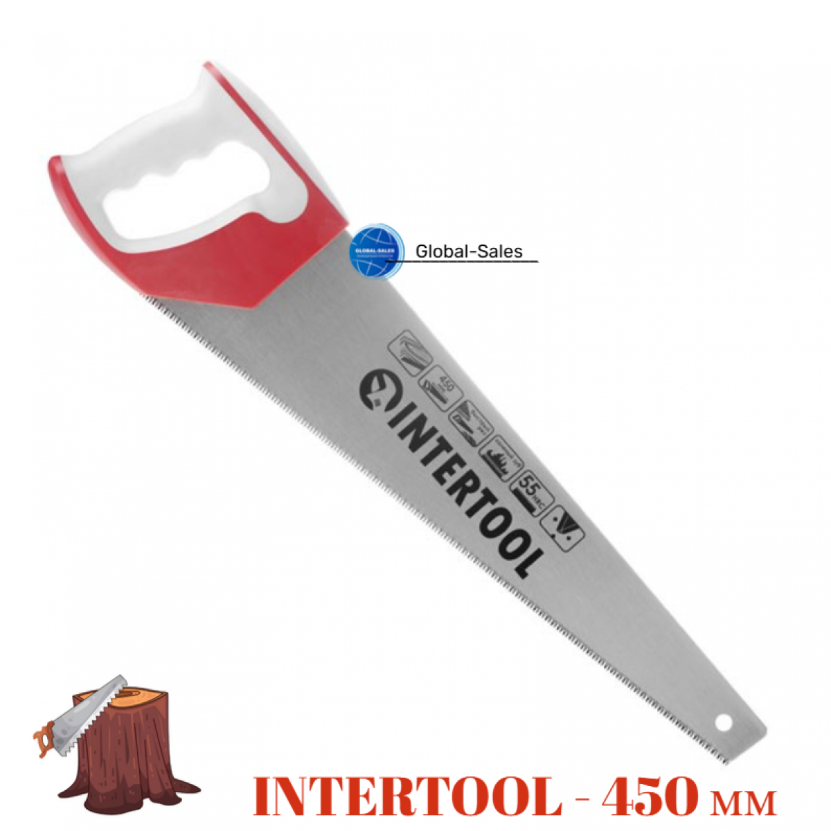 Ножовка по дереву Intertool 450 мм тройная заточка 11T х 1" (HT-3162) Ножовка по дереву Intertool 450 мм тройная заточка 11T х 1" (HT-3162)
