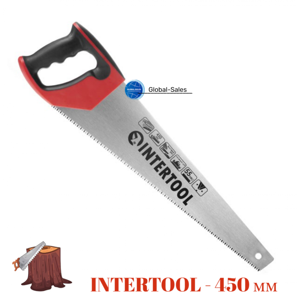 Ножовка по дереву Intertool 450 мм тройная заточка 7T х 1" (HT-3105) Ножовка по дереву Intertool 450 мм тройная заточка 7T х 1" (HT-3105)