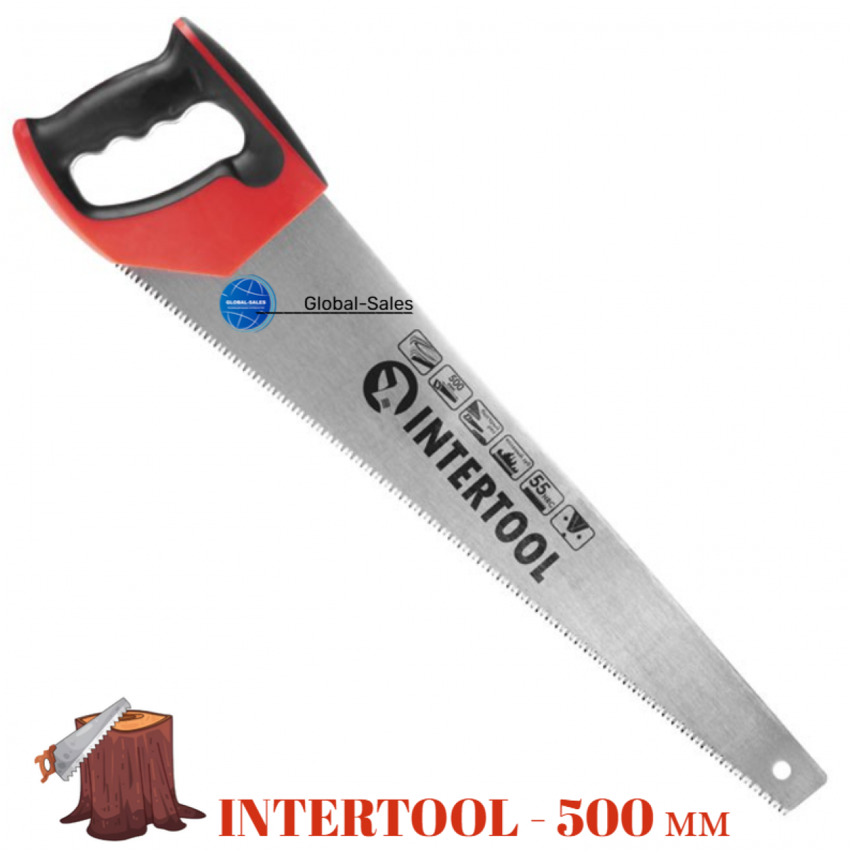 Ножовка по дереву Intertool 500 мм тройная заточка 7T х 1" (HT-3106)