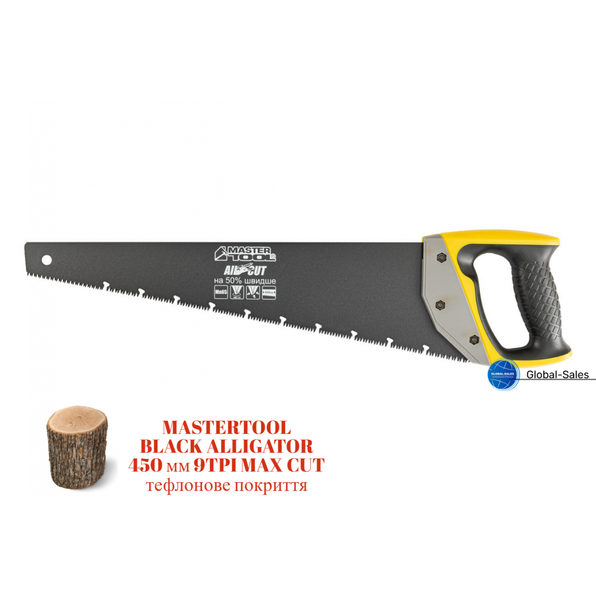 Ножовка по дереву Mastertool 450 мм 10T х 1" тройная заточка с тефлоновым покрытием (14-2445)