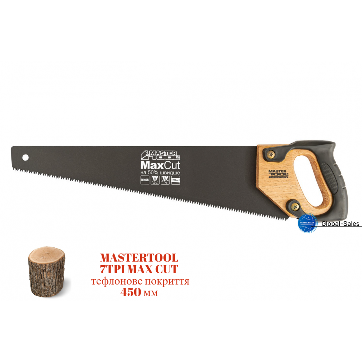Ножовка по дереву Mastertool 450 мм 7T х 1" тройная заточка с тефлоновым покрытием (14-2345) Ножовка по дереву Mastertool 450 мм 7T х 1" тройная заточка с тефлоновым покрытием (14-2345)