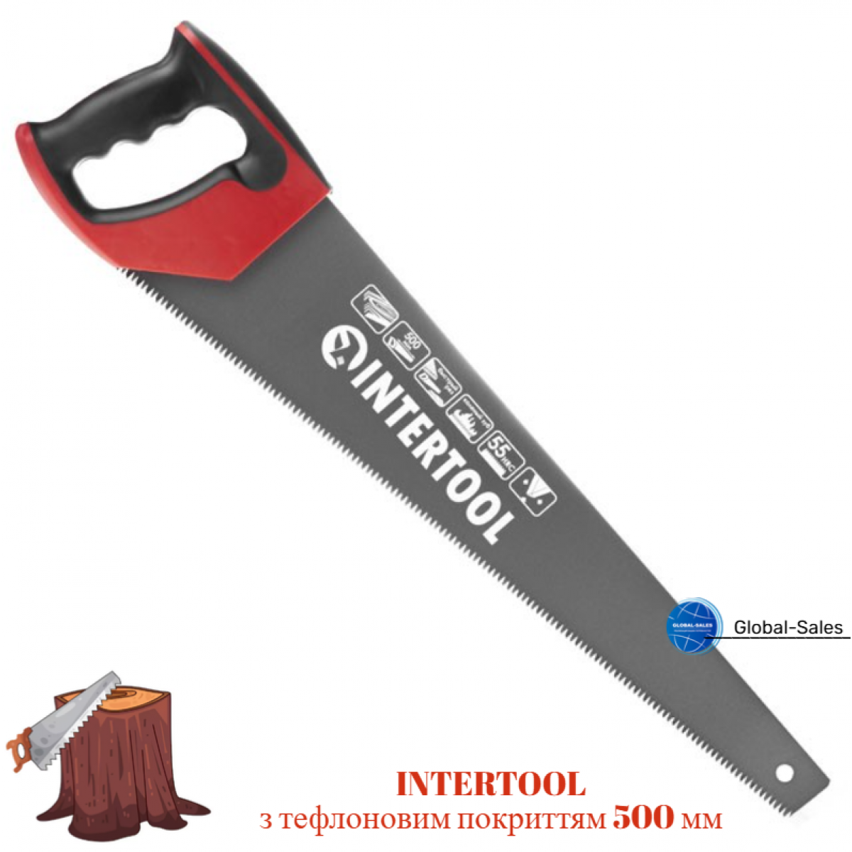 Ножовка по дереву Intertool 500 мм тройная заточка 7T х 1" с тефлоновым покрытием (HT-3109) Ножовка по дереву Intertool 500 мм тройная заточка 7T х 1" с тефлоновым покрытием (HT-3109)